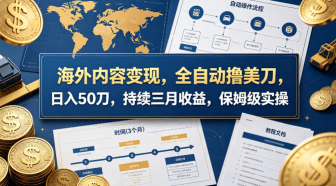 海外内容变现，全自动撸美刀，日入50刀，持续三月收益，保姆级实操【揭秘】-源创文化:轻创终点站