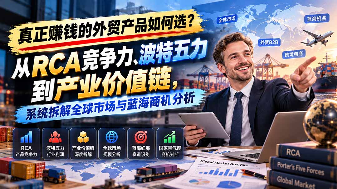 真正赚钱的外贸B2B产品如何选？从RCA竞争力、波特五力到产业价值链，系统拆解全球市场与蓝海商机分析-轻创终点站