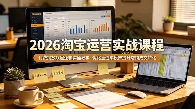 2026 淘宝运营实战课程，付费投放底层逻辑实操教学，优化直通车投产提升店铺成交转化-源创文化:轻创终点站