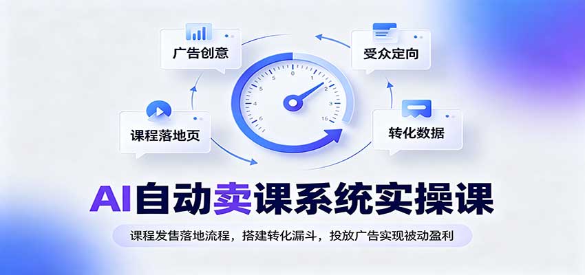 AI自动卖课系统实操课:课程发售落地流程,搭建转化漏斗,投放广告实现被动盈利-轻创终点站