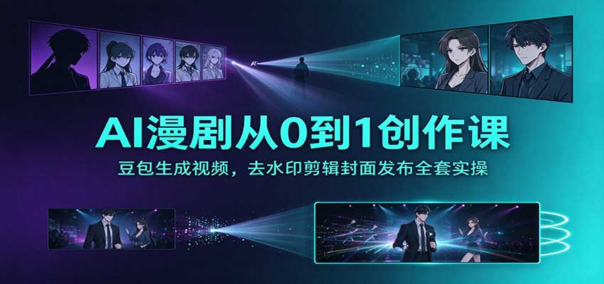AI漫剧从0到1创作课：豆包生成视频，去水印剪辑封面发布全套实操-轻创终点站