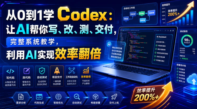 从0到1学Codex：让AI帮你写、改、测、交付，完整系统教学，利用AI实现效率翻倍(更新0918)-轻创终点站