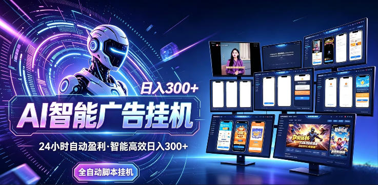 AI智能广告挂G项目，无需人工，单机稳定日入200+，可矩阵放大，24小时不间断刷广告賺收益【揭秘】-源创文化:轻创终点站