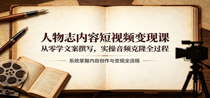 人物志内容短视频变现课：从零学文案撰写，实操音频克隆全过程-源创文化:轻创终点站