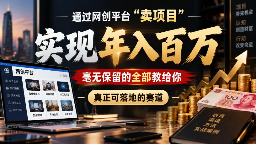 通过网创平台“卖项目”实现年入100w，毫无保留的全部教给你，真正可落地的赛道【揭秘】-轻创终点站