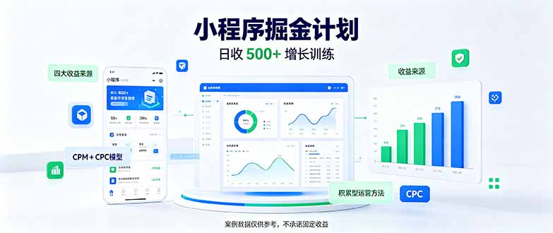 一部手机日入500+，微信小程序掘金计划，四种收入来源，长期稳定可靠-轻创终点站