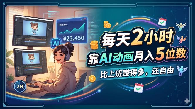 每天 2 小时，靠 AI 动画月入 5 位数，比上班赚得多，还自由-源创文化:轻创终点站