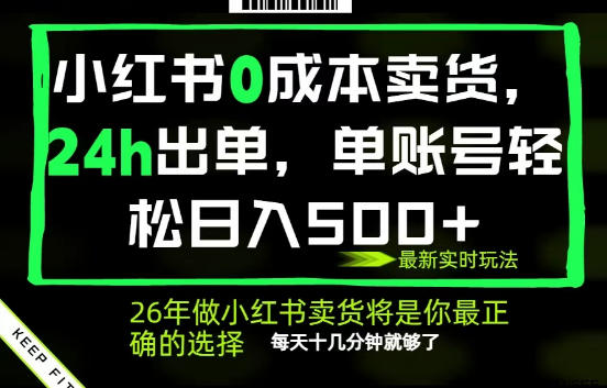 小红书0成本AI卖货，24小时出单，全流程托管，保底日入500+，每天十几分钟就够了【揭秘】-源创文化:轻创终点站