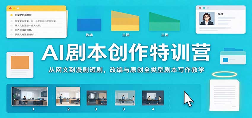 AI剧本创作特训营：从网文到漫剧短剧，改编与原创全类型剧本写作教学-轻创终点站