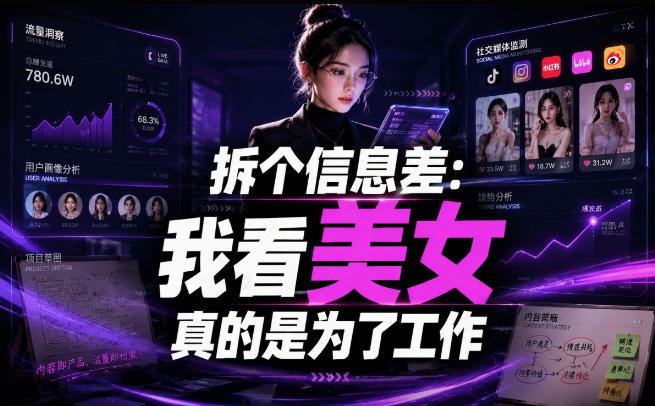 【理直气壮】我给看美女找了一个非常恰当的理由,信息差项目-源创文化:轻创终点站