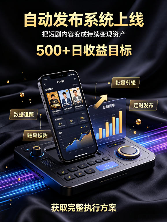 还在找靠谱线上副业？快手短剧项目，全程自动发布内容，不用熬夜做视频，轻松日入500+【揭秘】-轻创终点站