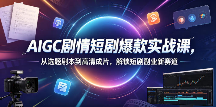 AIGC剧情短剧爆款实战课，从选题剧本到高清成片，解锁短剧副业新赛道-源创文化:轻创终点站
