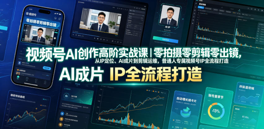 视频号AI创作高阶实战课｜零拍摄零剪辑零出镜，从IP定位、AI成片到剪辑运维，普通人专属视频号IP全流程打造-源创文化:轻创终点站