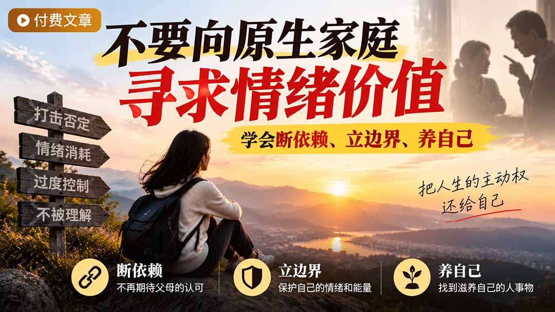 付费文章：不要向原生家庭寻求情绪价值，学会断依赖、立边界、养自己-轻创终点站