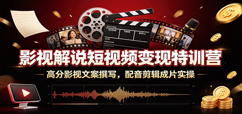 影视解说短视频变现特训营：高分影视文案撰写，配音剪辑成片实操-源创文化:轻创终点站