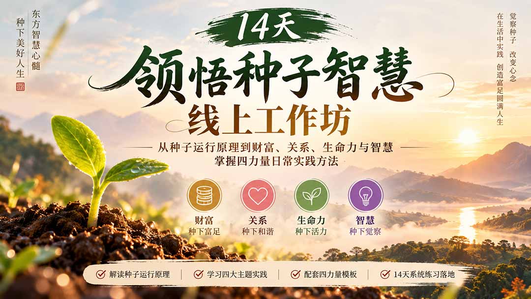14天领悟种子智慧线上工作坊｜从种子运行原理到财富、关系、生命力与智慧，掌握四力量日常实践方法-轻创终点站