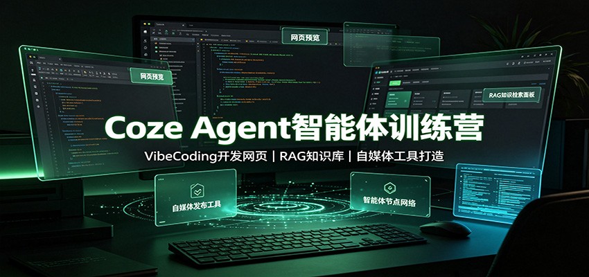 Coze Agent智能体训练营：VibeCoding开发网页，RAG知识库，自媒体工具打造-轻创终点站