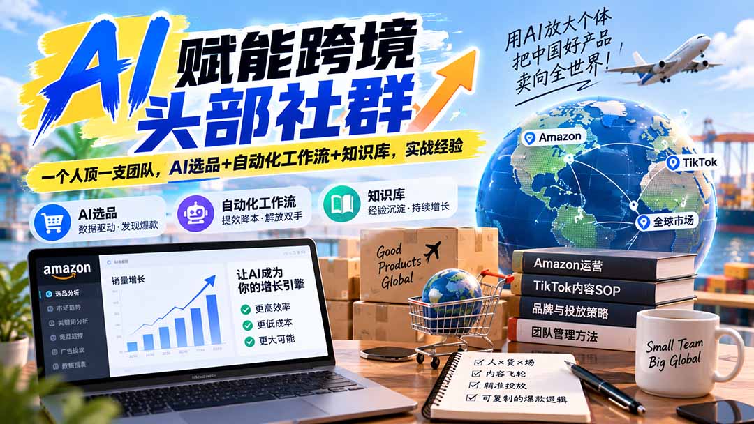 AI赋能跨境头部社群-更新1023：一个人顶一支团队，AI选品+自动化工作流+知识库，实战经验-轻创终点站