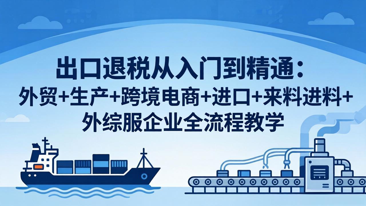 出口退税从入门到精通：外贸+生产+跨境电商+进口+来料进料+外综服企业全流程教学-源创文化:轻创终点站