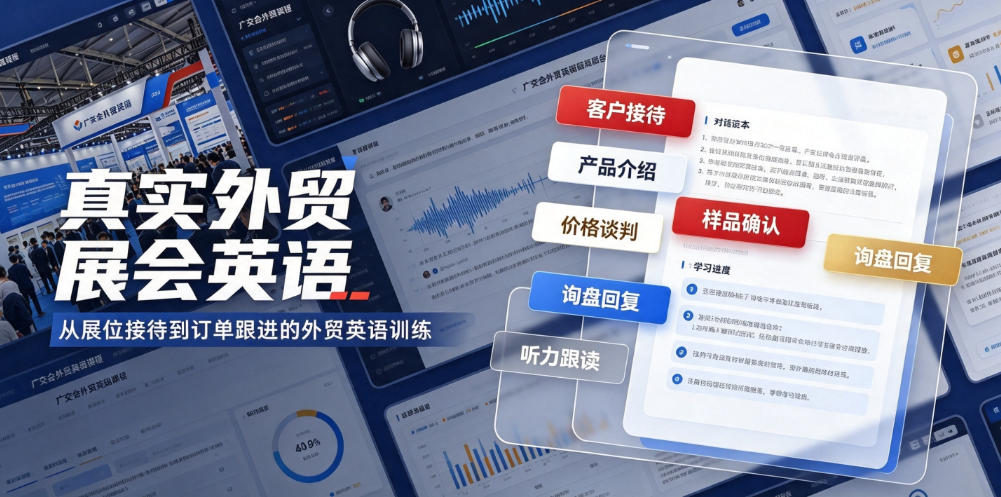 真实外贸展会英语,广交会外贸口语听力突击课程【音频】
