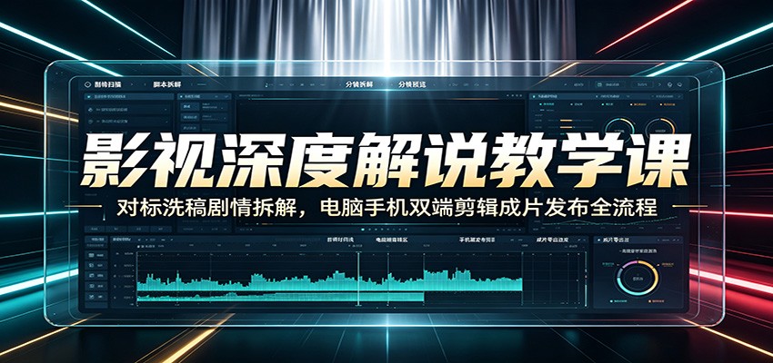影视深度解说教学课：对标洗稿剧情拆解，电脑手机双端剪辑成片发布全流程-源创文化:轻创终点站