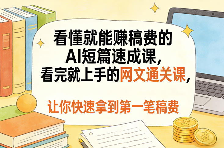 看懂就能賺稿费的AI短篇速成课，看完就上手的网文通关课，让你快速拿到第一笔稿费(更新5月)-源创文化:轻创终点站