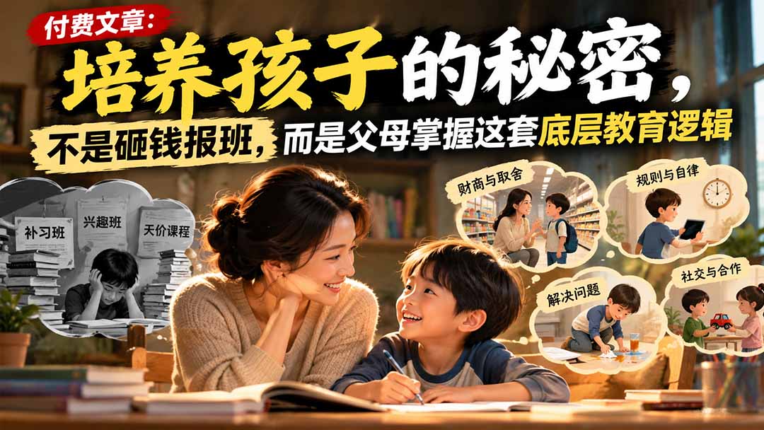 付费文章：培养孩子的秘密，不是砸钱报班，而是父母掌握这套底层教育逻辑-轻创终点站