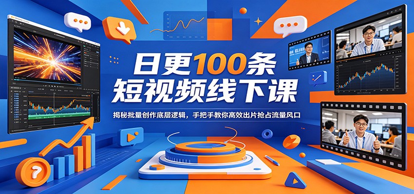 日更100条短视频线下课：揭秘批量创作底层逻辑，手把手教你高效出片抢占流量风口-源创文化:轻创终点站