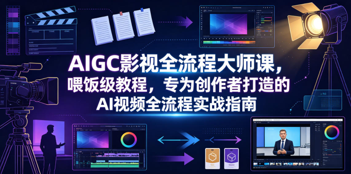 AIGC影视全流程大师课，喂饭级教程，专为创作者打造的AI视频全流程实战指南-源创文化:轻创终点站