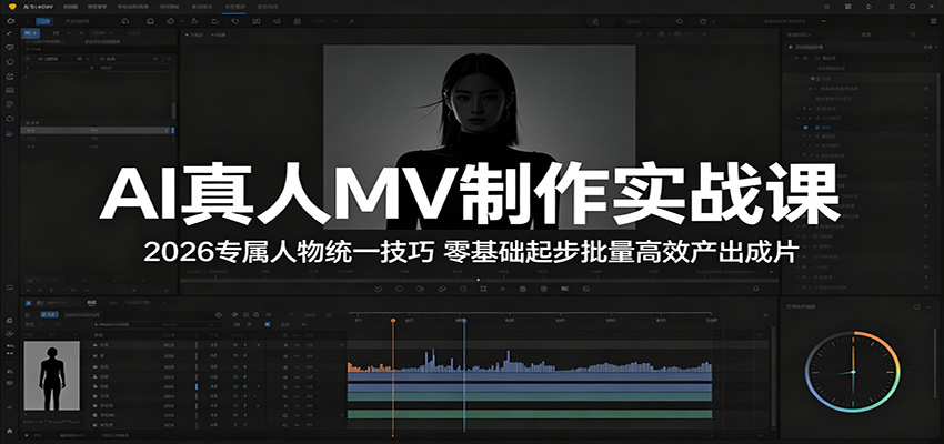AI真人MV制作实战课：2026专属人物统一技巧，零基础起步批量高效产出成片-源创文化:轻创终点站