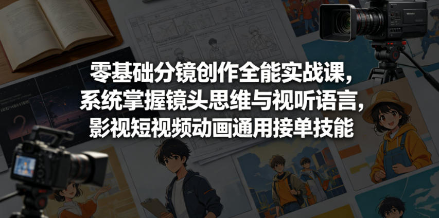 零基础分镜创作全能实战课，系统掌握镜头思维与视听语言，影视短视频动画通用接单技能-源创文化:轻创终点站