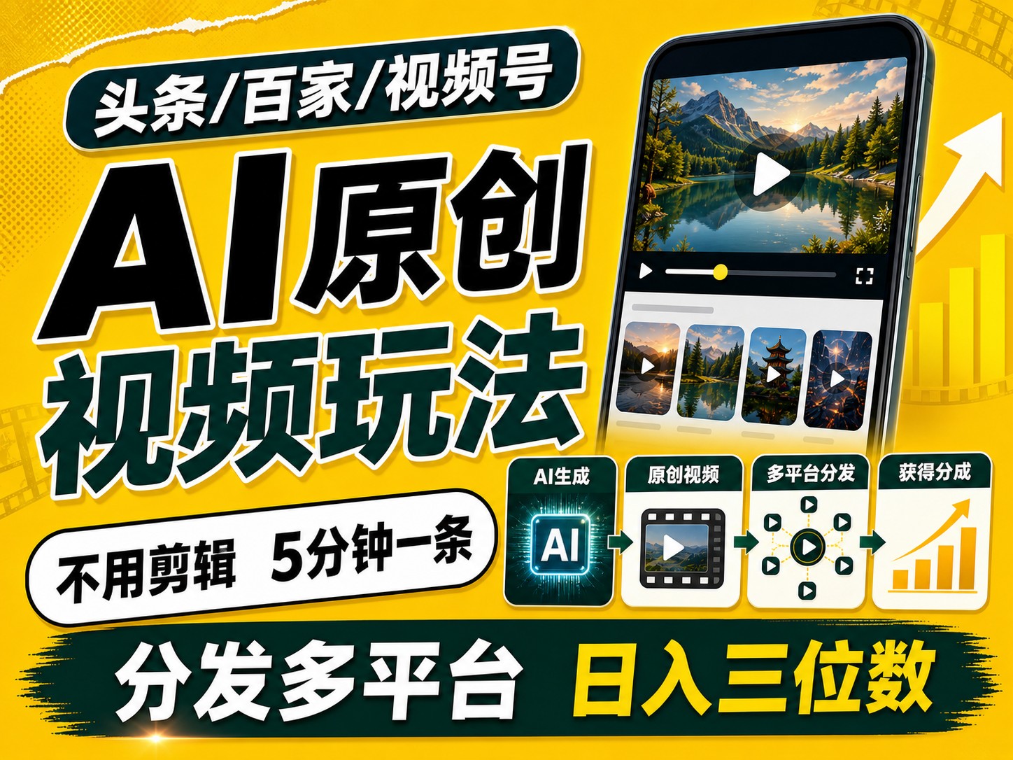 2026头条百家号升级玩法 5分钟一条原创视频 发多平台赚收-轻创终点站