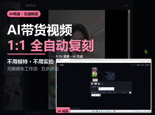 无限画布实操AI复刻带货视频完整流程不用模特不用实拍-轻创终点站