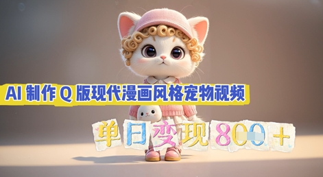 AI制作Q版现代漫画风格宠物视频，单日变现几张-源创文化:轻创终点站