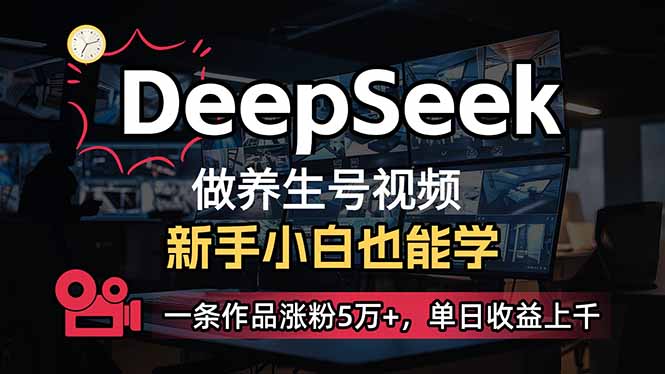 （14199期）小白用DeepSeek做养生号，一条作品涨粉5万+，单日收益上千-源创文化:轻创终点站