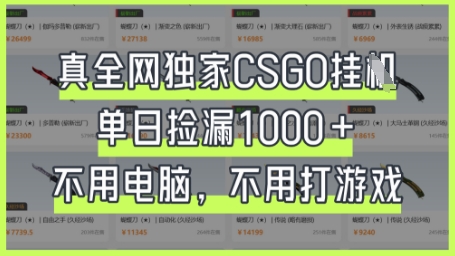真全网独家CSGO挂G，单日捡漏1k+【揭秘】-源创文化:轻创终点站