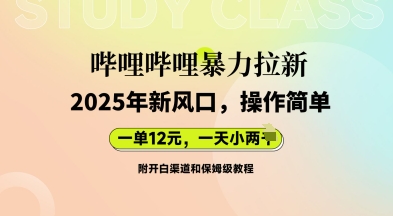 哔哩哔哩暴力拉新：2025年新风口，一单12元，一天数张(附开白渠道和保姆级教程)-源创文化:轻创终点站