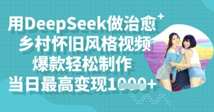 用DeepSeek做治愈乡村怀旧风格视频,爆款轻松制作,当日最高变现多张-源创文化:轻创终点站